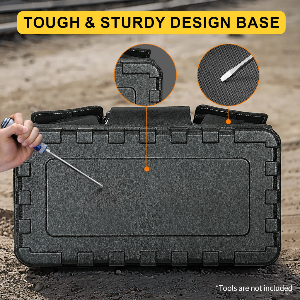 Heavy Duty Electrician Tool Bag with 16 Pockets & Hard Bottom