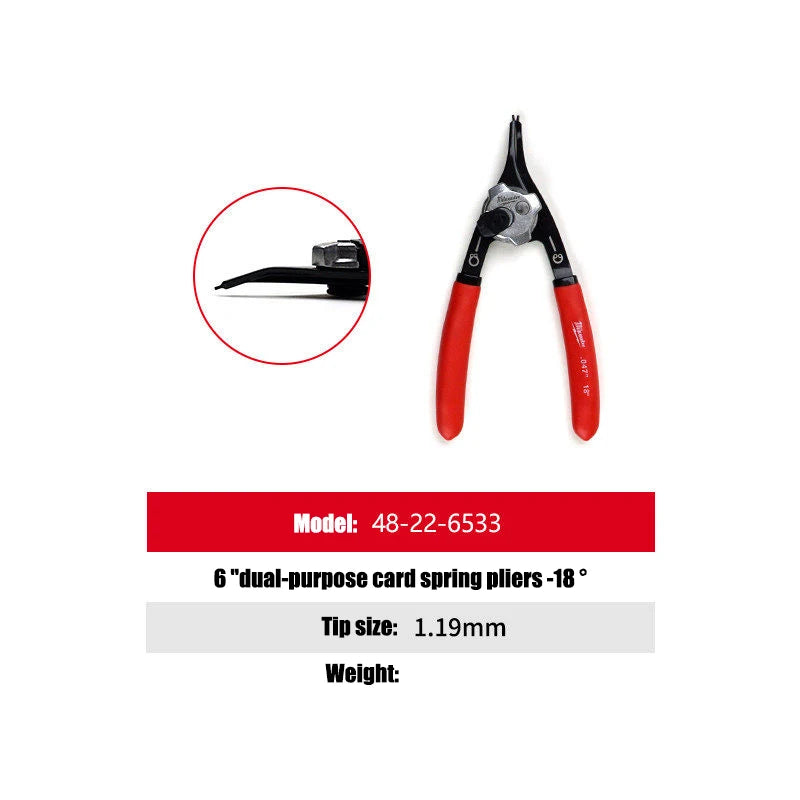 Milwaukee Convertible Snap Ring Pliers - 6-inch 90°/18° Precision Tool