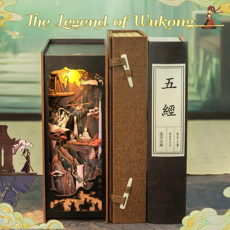 CUTEBEE DIY Book Nook Kit - Miniature Wooden Dollhouse with Lighting