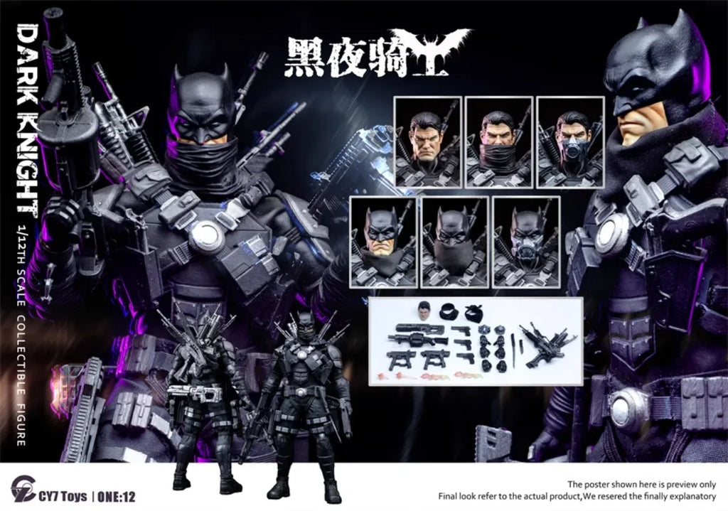 CY7toys 1/12 Scale Bat Hero Knight Action Figure - Full Accessories Set