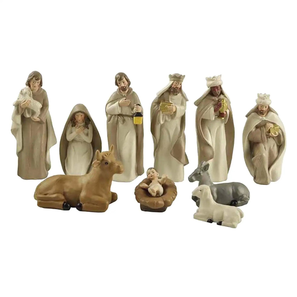 10-Piece Christmas Nativity Set - Elegant Resin Decor for Holiday Joy