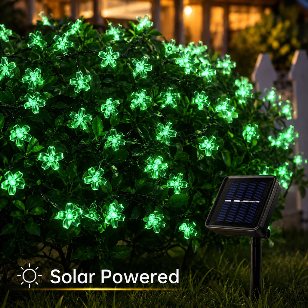 Outdoor Waterproof Solar Cherry Blossom String Lights - 8 Modes Decor