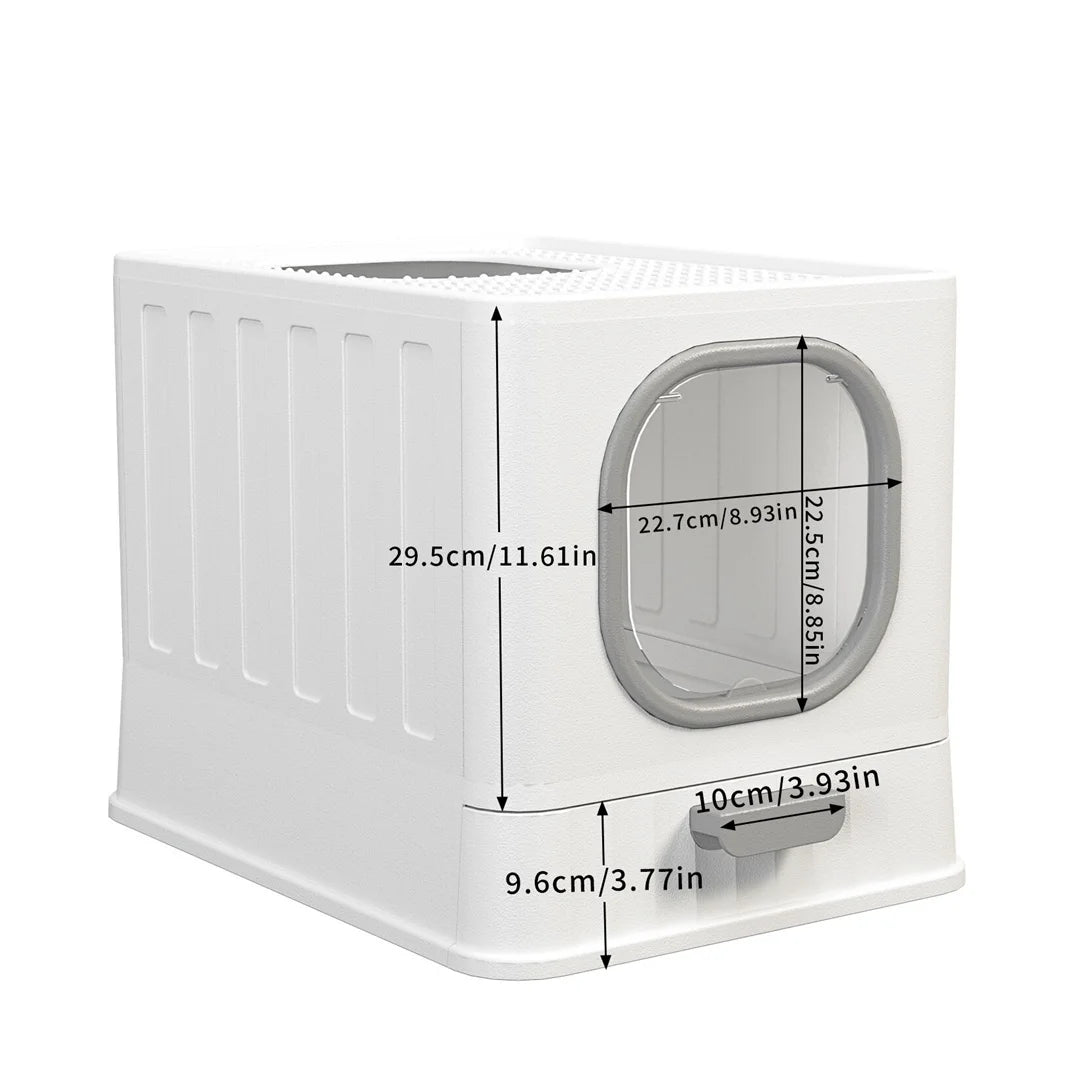 Minimalist Cat Litter Box with Drawer & Scoop - Stylish Enclosed Design