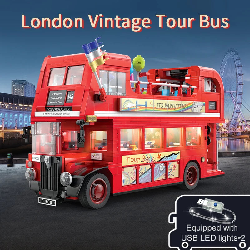 Cada London Double Deck Bus Building Blocks - Creative Playset for Kids