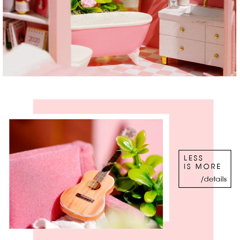 3D Wooden Mini Dollhouse Kit - DIY Duplex Apartment with Furniture