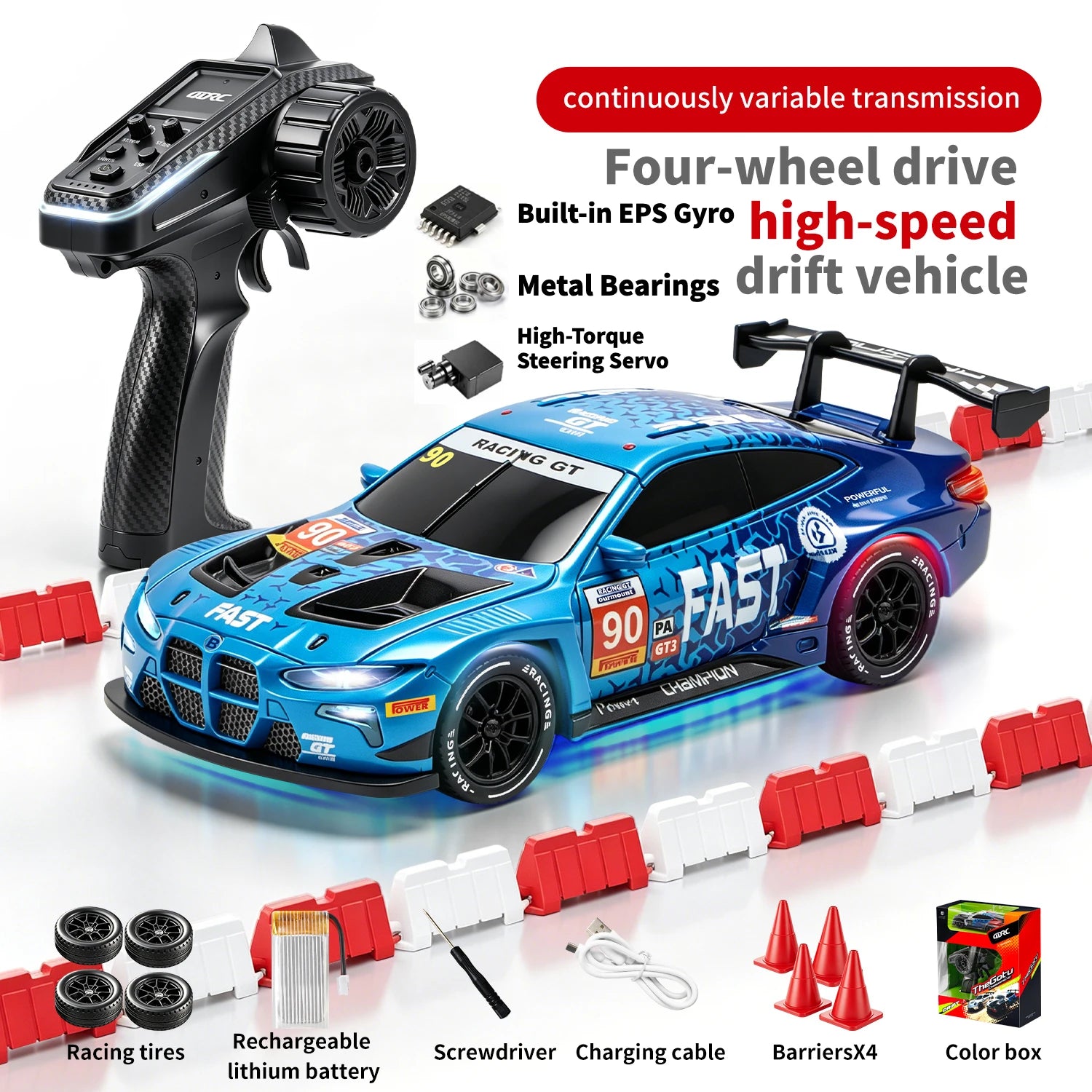 4DRC Mini RC Racing Car - 4WD Pocket Drift 1:43 High-Speed Toy