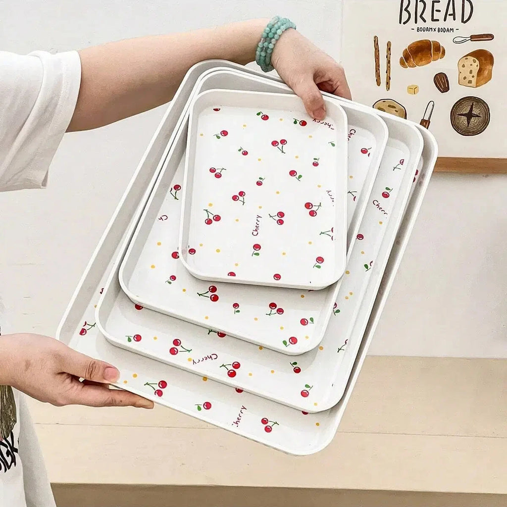 Cherry Pattern Decorative Serving Tray for Home & Kitchen