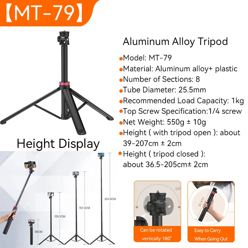 Ulanzi MT-79 Universal Tripod - 2M Adjustable Lightweight Support