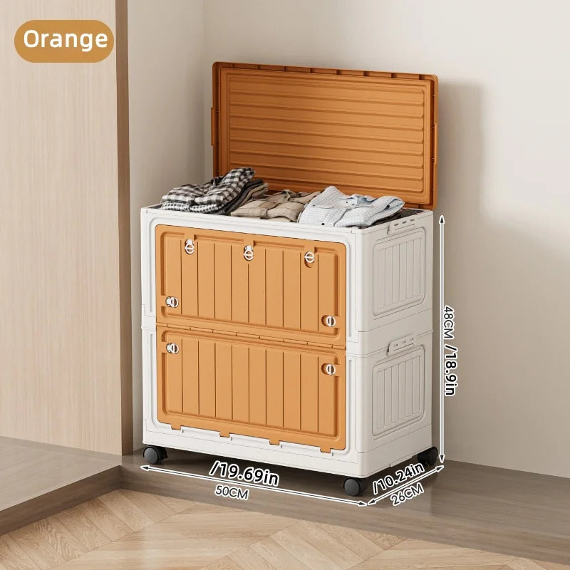 Foldable Storage Bin with Wheels - Space-Saving Organizer for Clothes & Toys