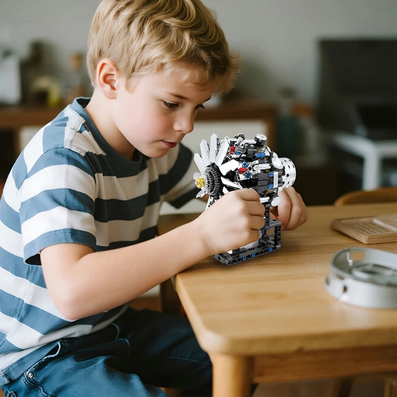 Motorized V8 Engine Building Blocks Model - STEM Educational Toy