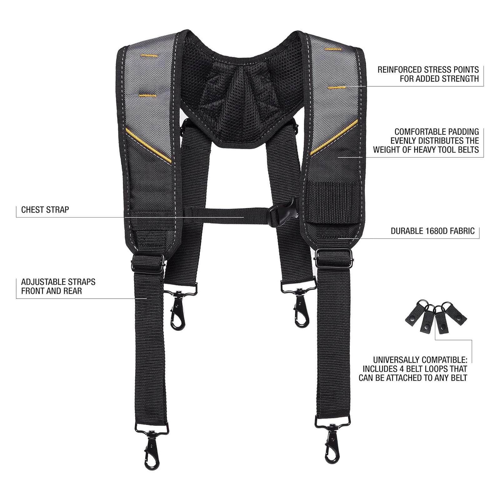 ToughBuilt Pro Padded Suspenders for Ultimate Comfort & Support