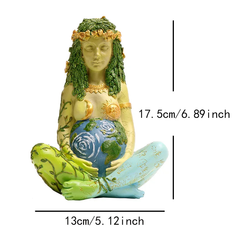 Gaia Green Goddess Statue - Nature-Inspired Home Decor