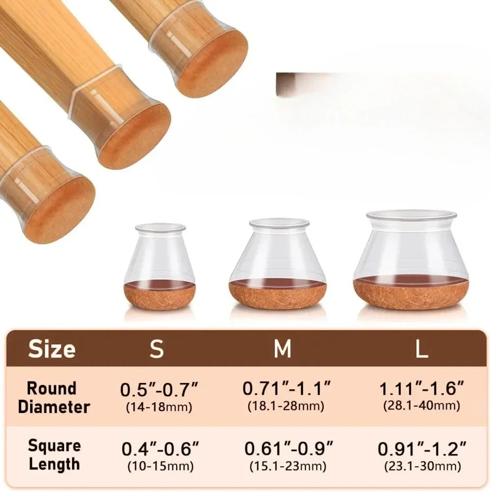 24 Silicone Furniture Leg Caps - Floor Protector Pads Set