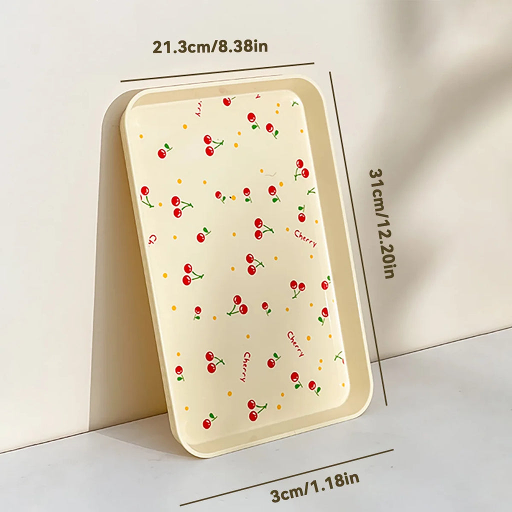 Cherry Pattern Decorative Serving Tray for Home & Kitchen