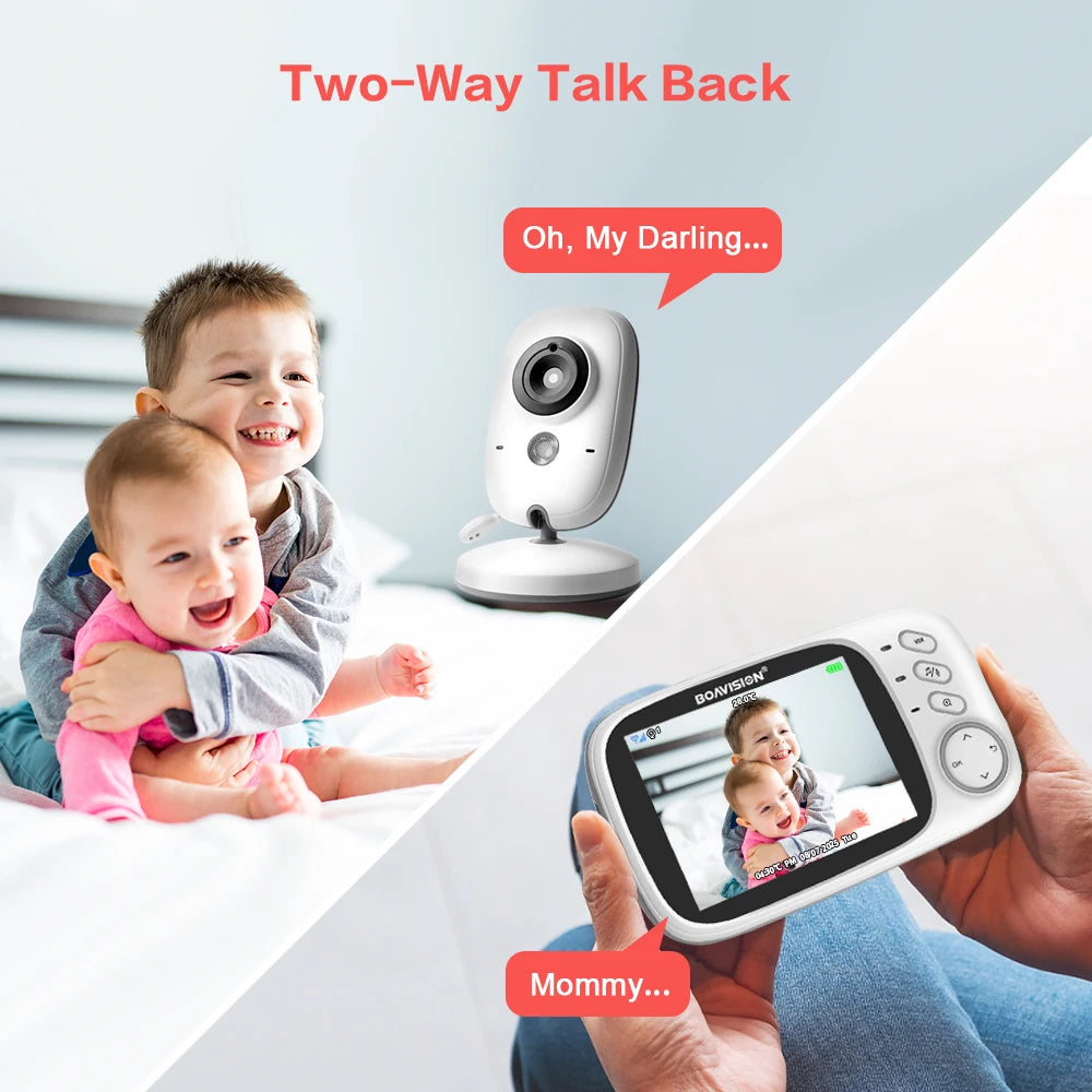 BOAVISION 2.4G Wireless Video Baby Monitor with 3.2" LCD & Night Vision