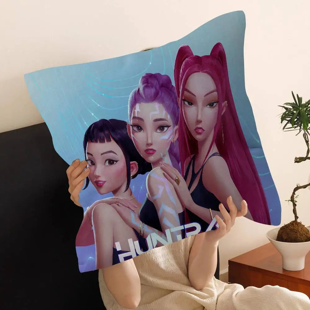 Kop-Cartoon K-Pop Demon Hunters Cushion Cover - Home Decor Pillow