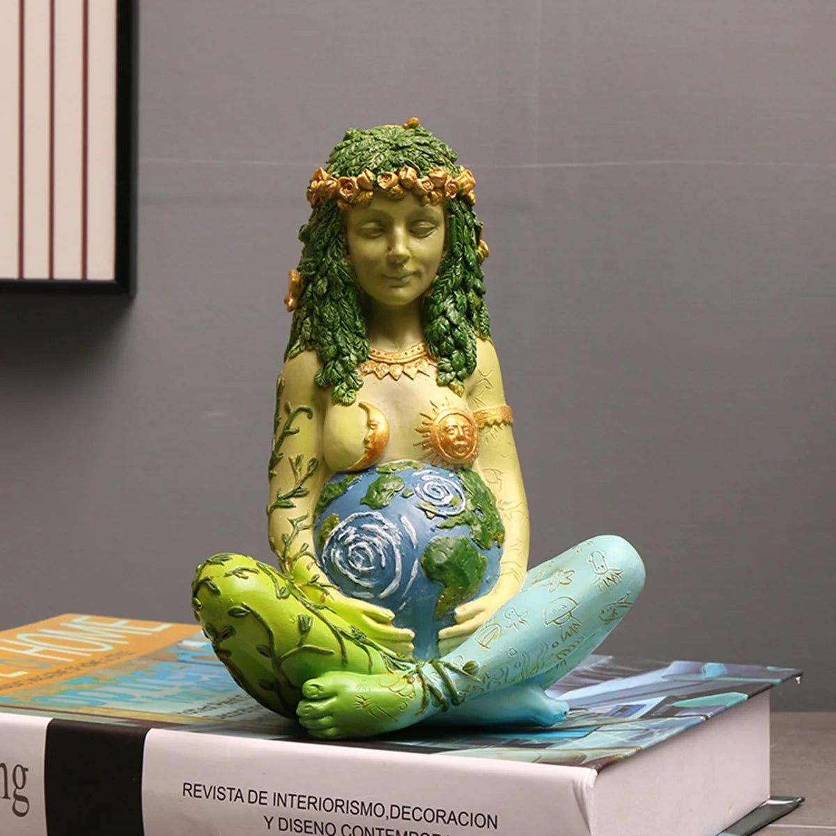 Gaia Green Goddess Statue - Nature-Inspired Home Decor