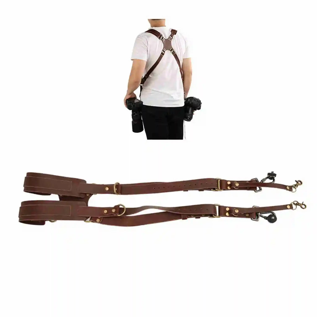 Adjustable Leather Double Shoulder Camera Strap - Comfort & Durability
