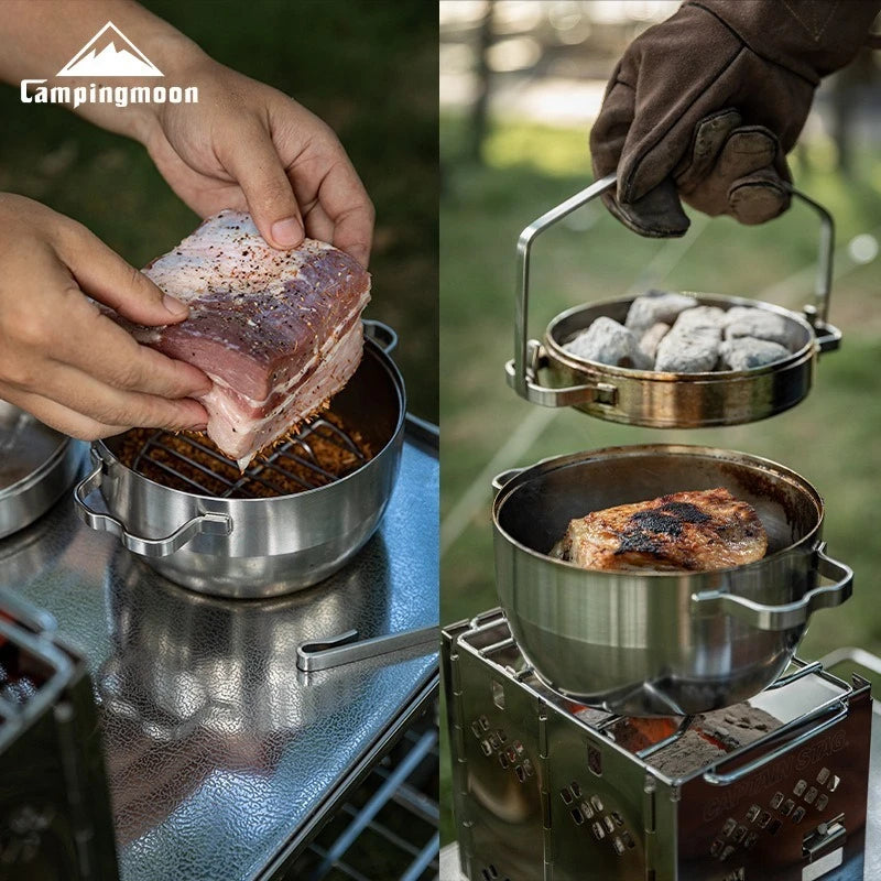 CAMPINGMOON DO-25 Stainless Steel Dutch Pot for Camping & Outdoor Cooking