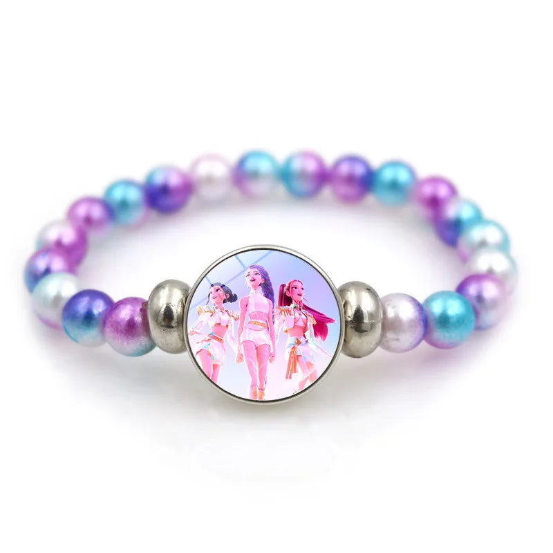 Trendy 2pc Demon Hunters Necklace & Bracelet Set - Stylish Anime Accessory