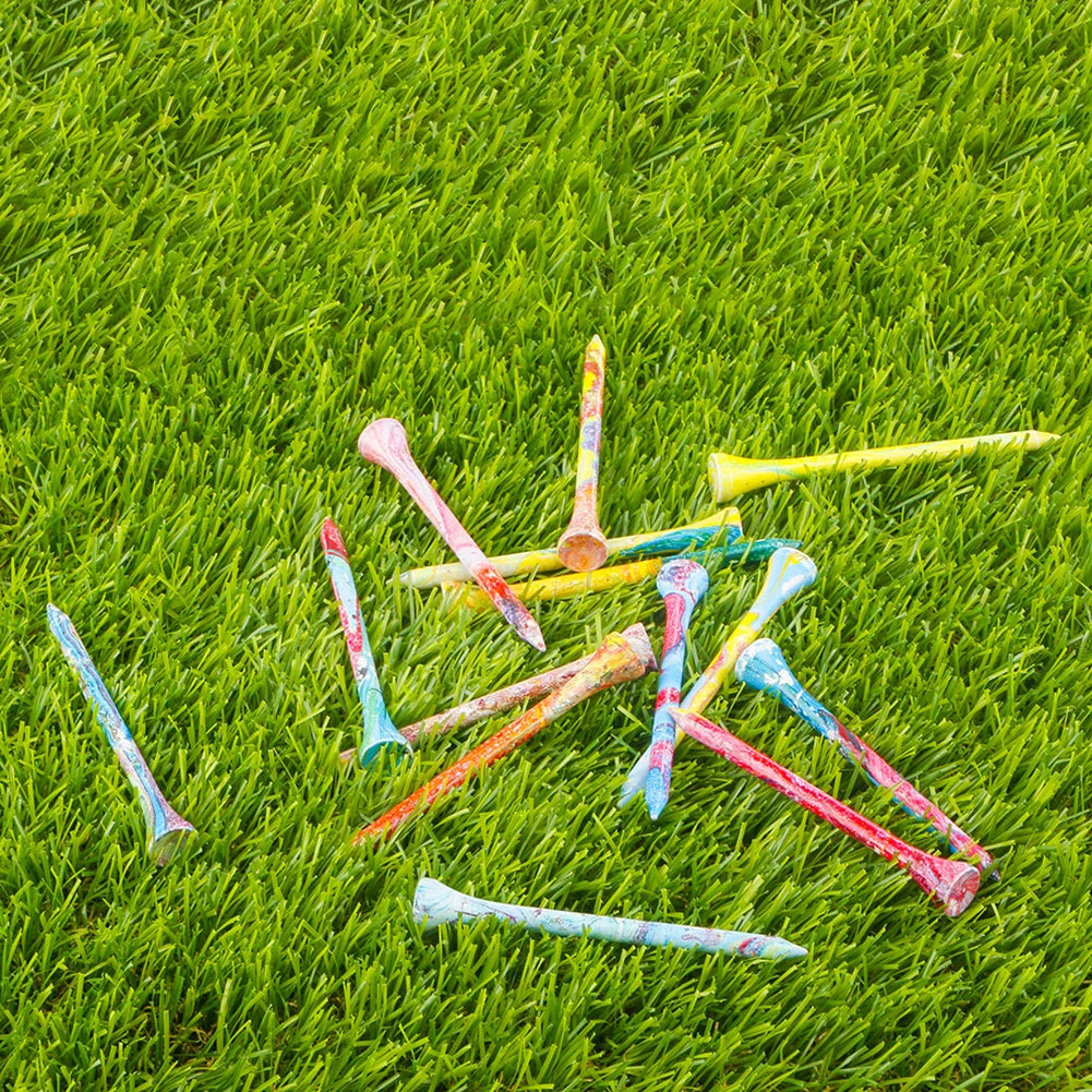 50 Colorful Wooden Golf Tees - 50Pcs Durable Golf Accessories