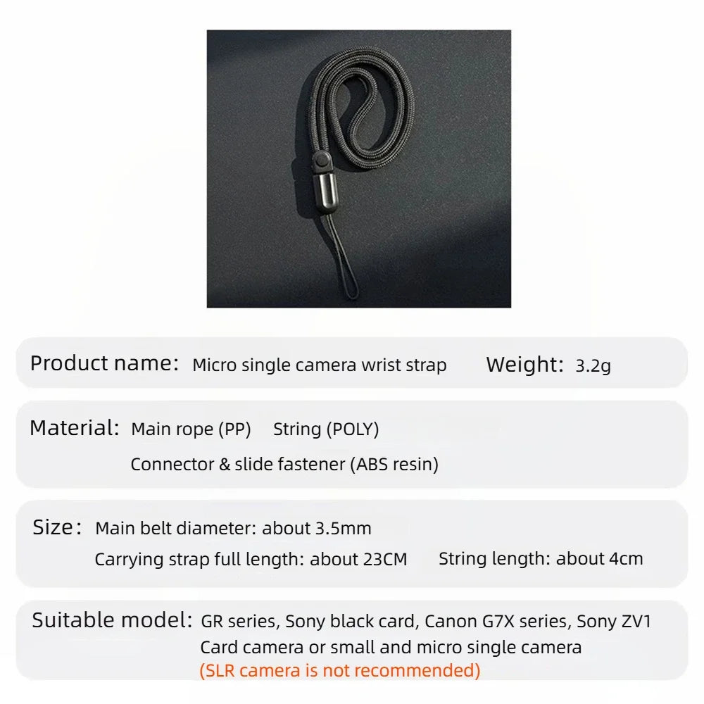 Durable 10kg Micro Camera Wrist Strap for Sony, Canon & Fuji