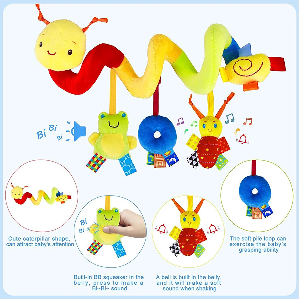 Plush Hanging Baby Rattle & Crib Mobile – Soft Sensory Toy for Infants