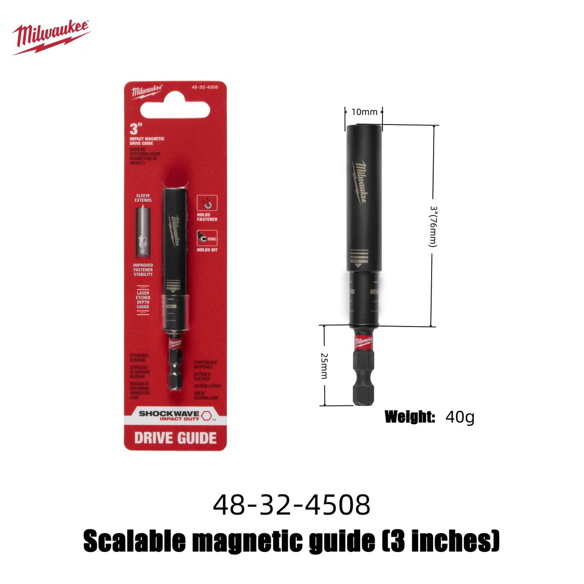 Milwaukee Magnetic Drill Bit Extension - Durable Alloy Steel Adapter