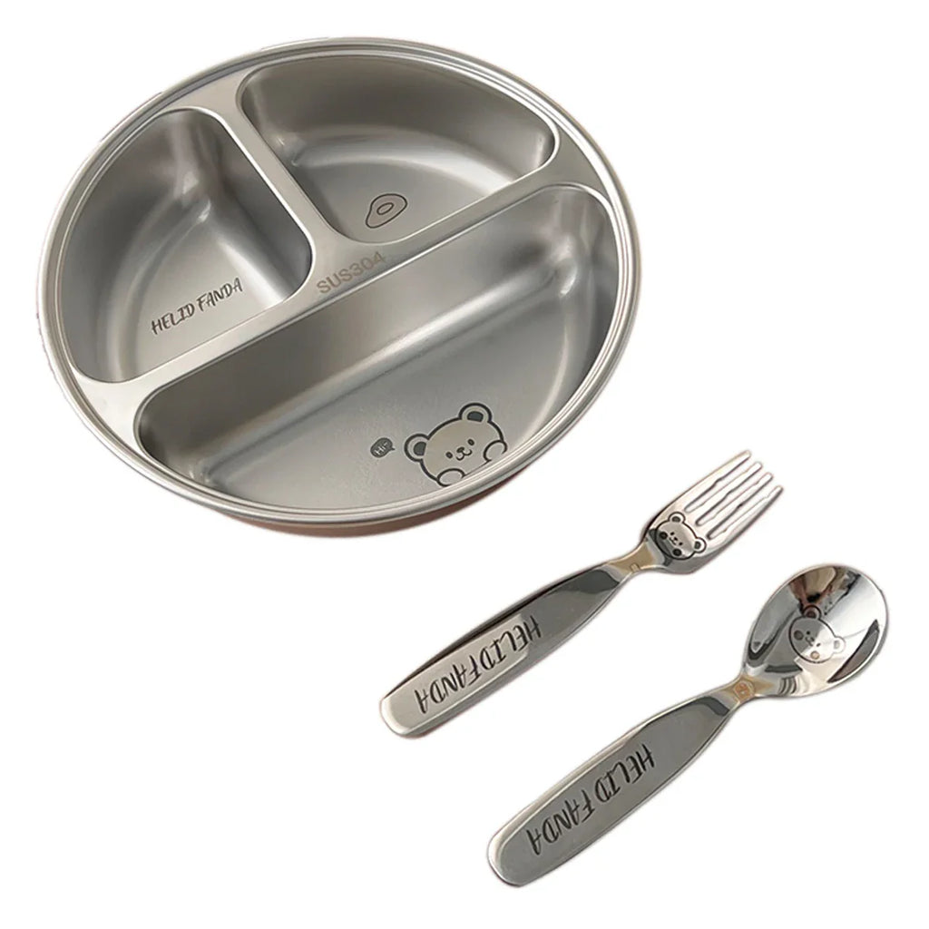 WORTHBUY Stainless Steel Divided Dinner Plate with 3 Compartments
