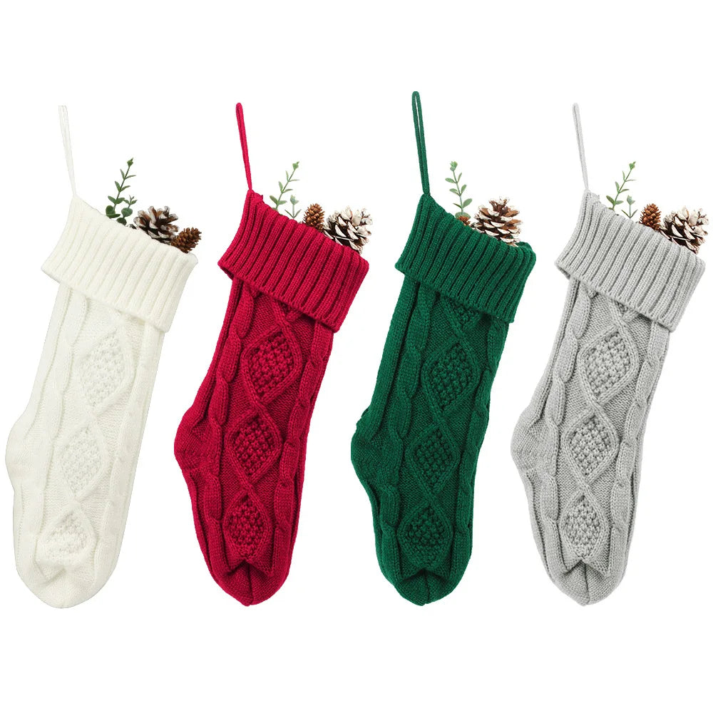 Cozy Knitted Christmas Stocking Gift Bag - Perfect Holiday Decor