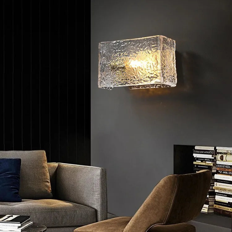 Postmodern Copper Wall Sconce with Clear Glass Shade for Bedroom
