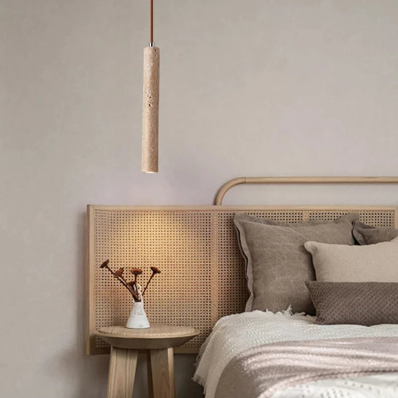Pumous LED Pendant Lamp - Modern Wooden Chandelier for Bedroom