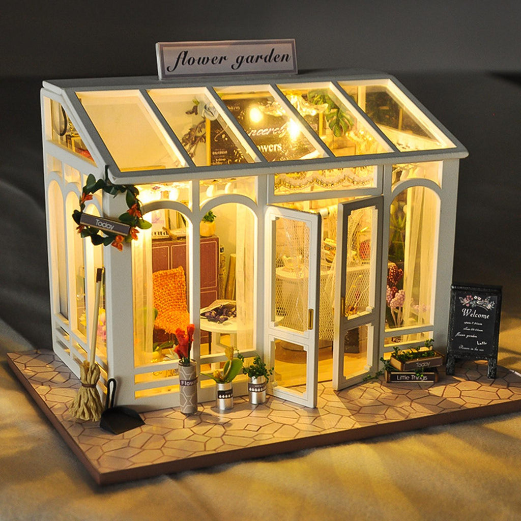 DIY Dollhouse Kit: 3D Flower Garden Puzzle with LED Lights