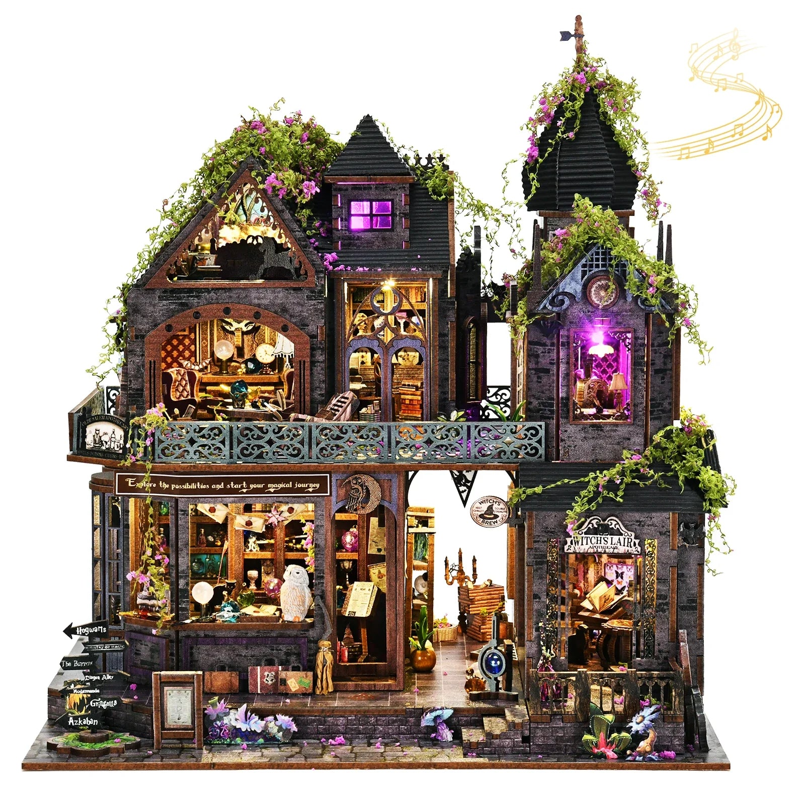 ASLOWSNAIL 3D Magic Castle DIY Book Nook Kit - Wooden Puzzle Decor