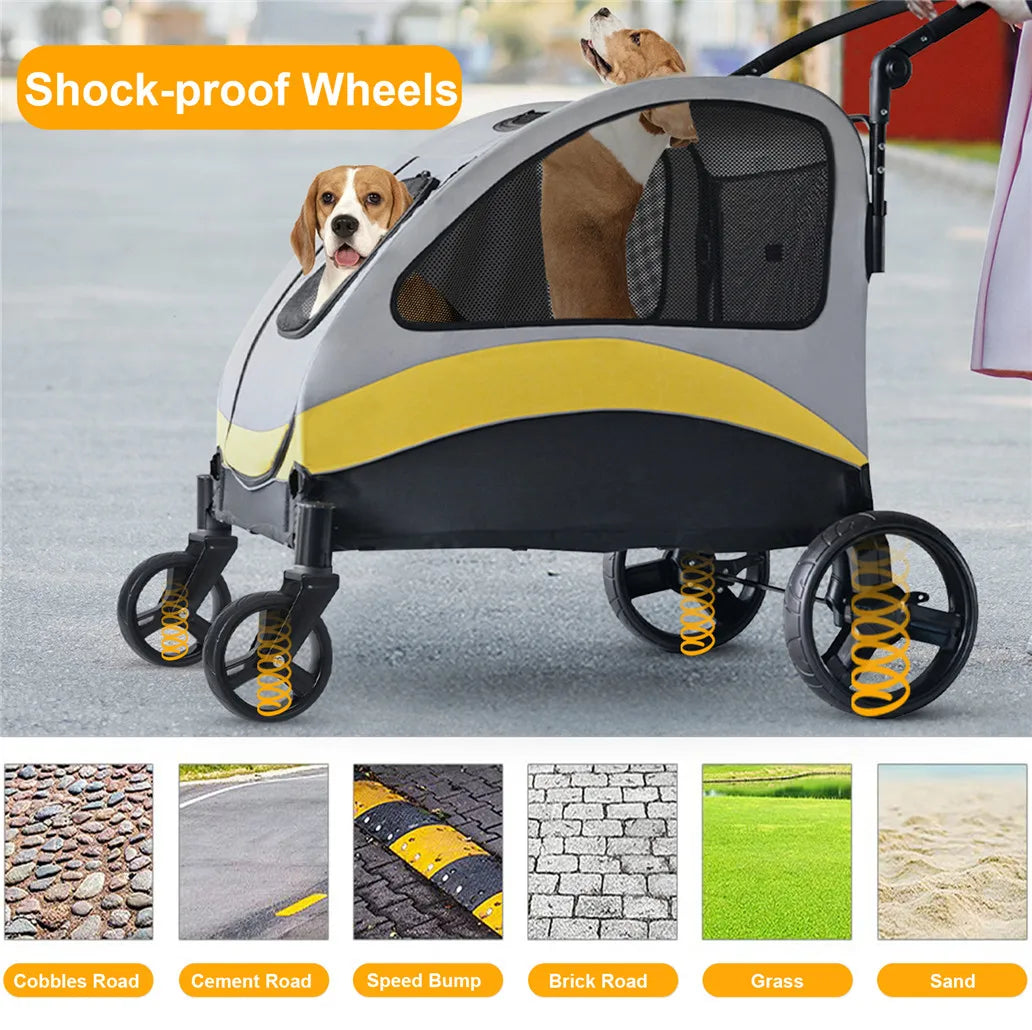 Premium 4-Wheel Pet Stroller - Foldable Dog Jogger Wagon