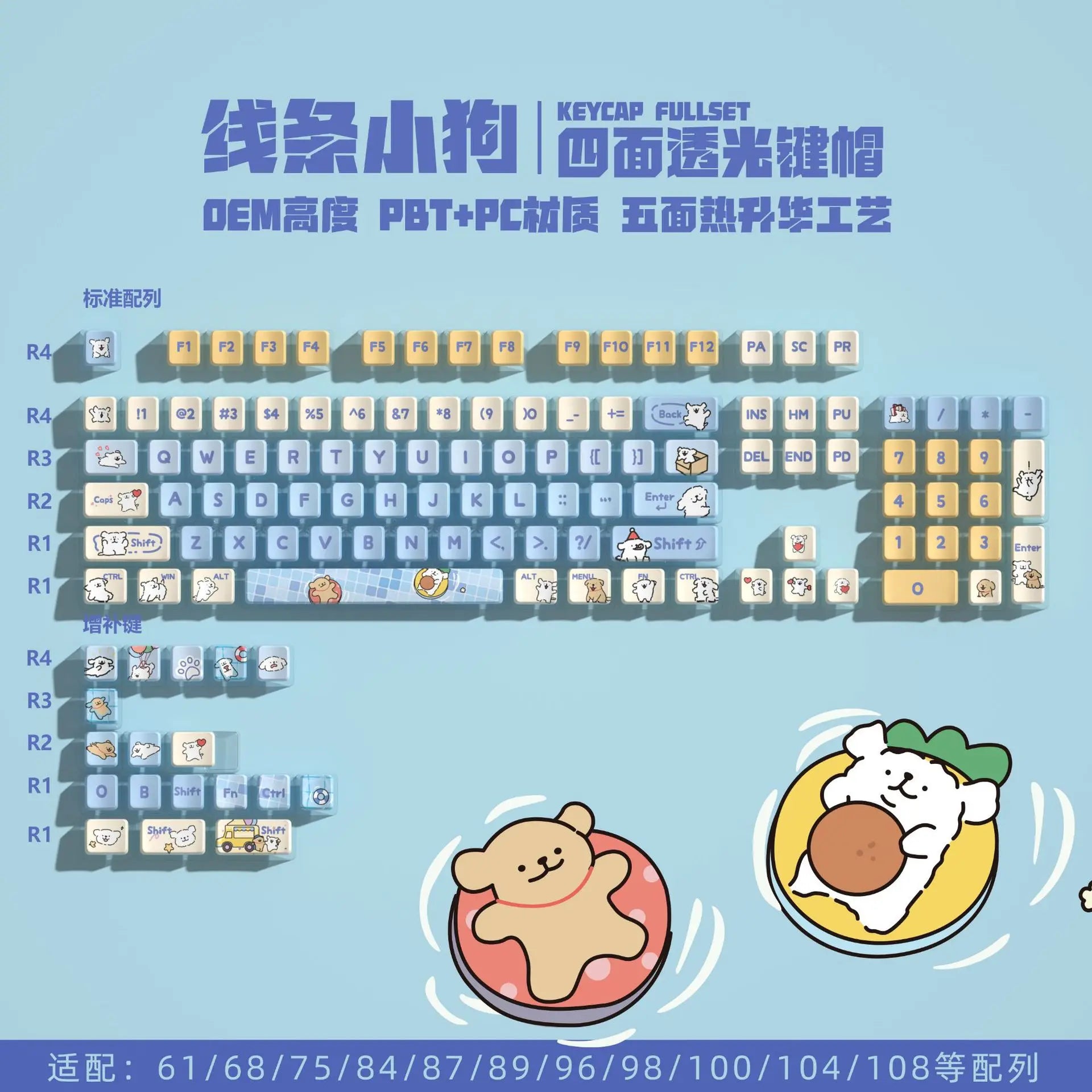 122-Key Customizable Pudding Keycaps for Mechanical Keyboards