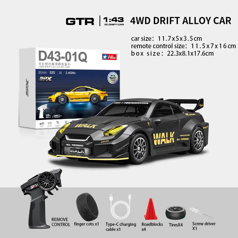 Macro Star D43 RC Drift Car - Eye-Catching Luminous 1:43 Alloy Model