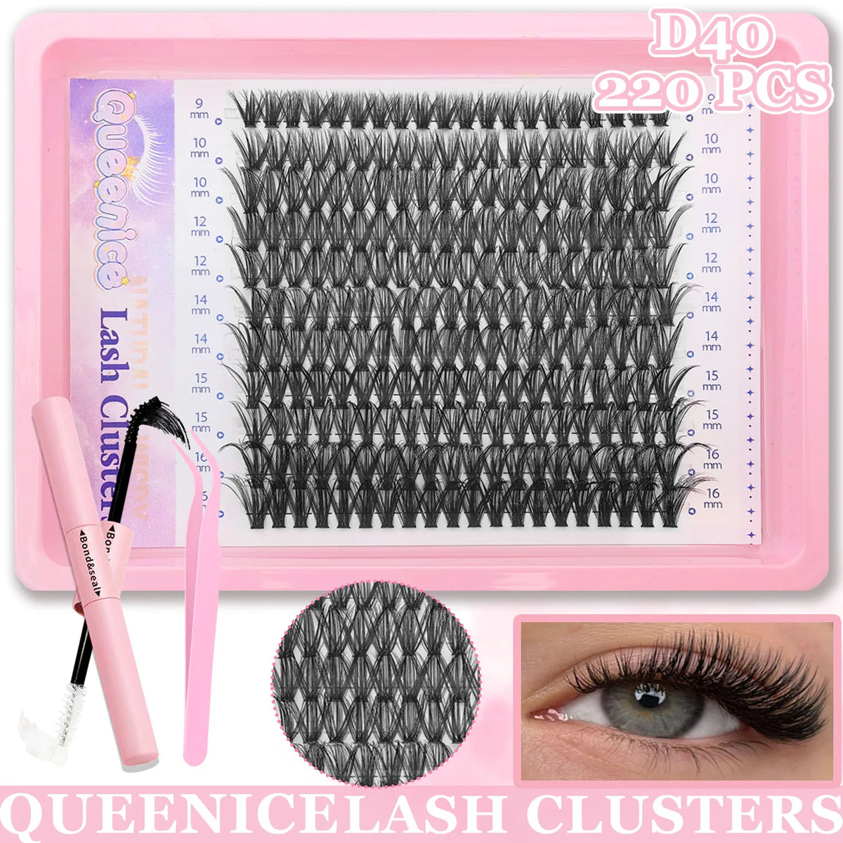 DIY Eyelash Extension Kit - Natural Long Individual Lashes Clusters