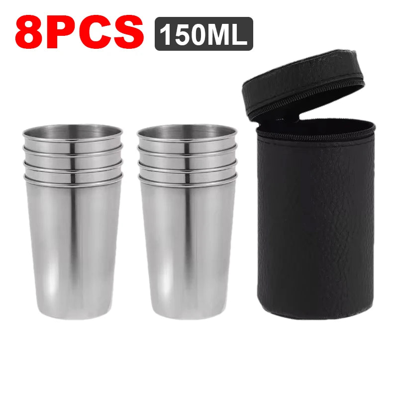 4Pcs Outdoor Stainless Steel Cups - Perfect for Hiking & Camping