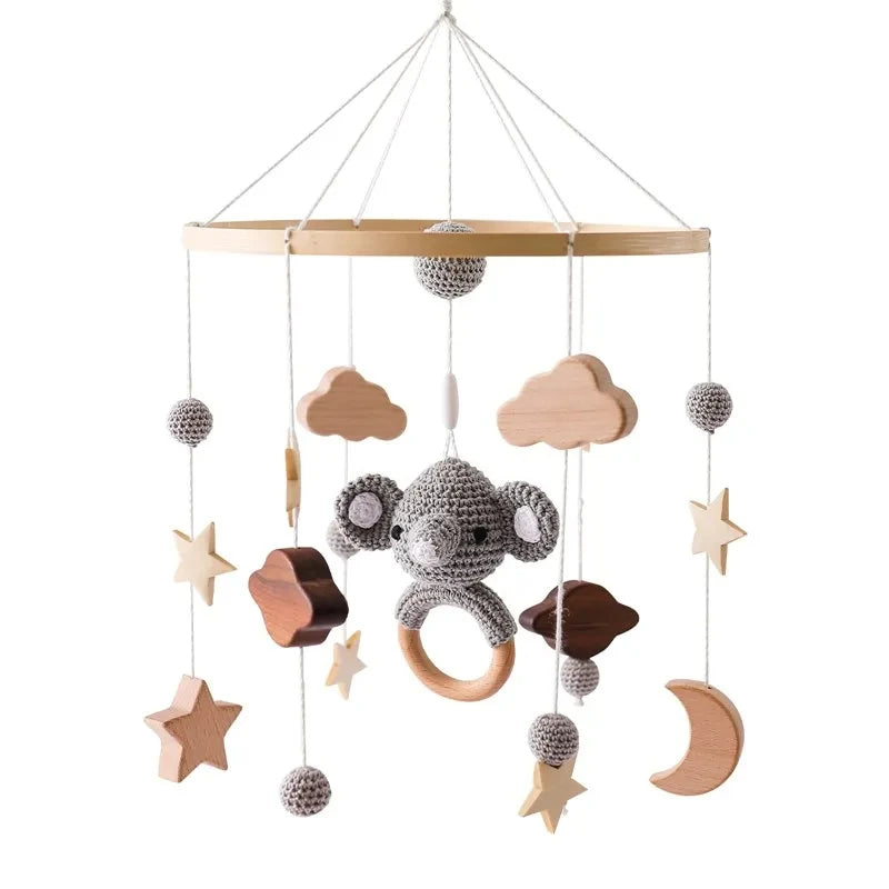 Wooden Crib Bell Music Box - Soothing Mobile Toy for Babies