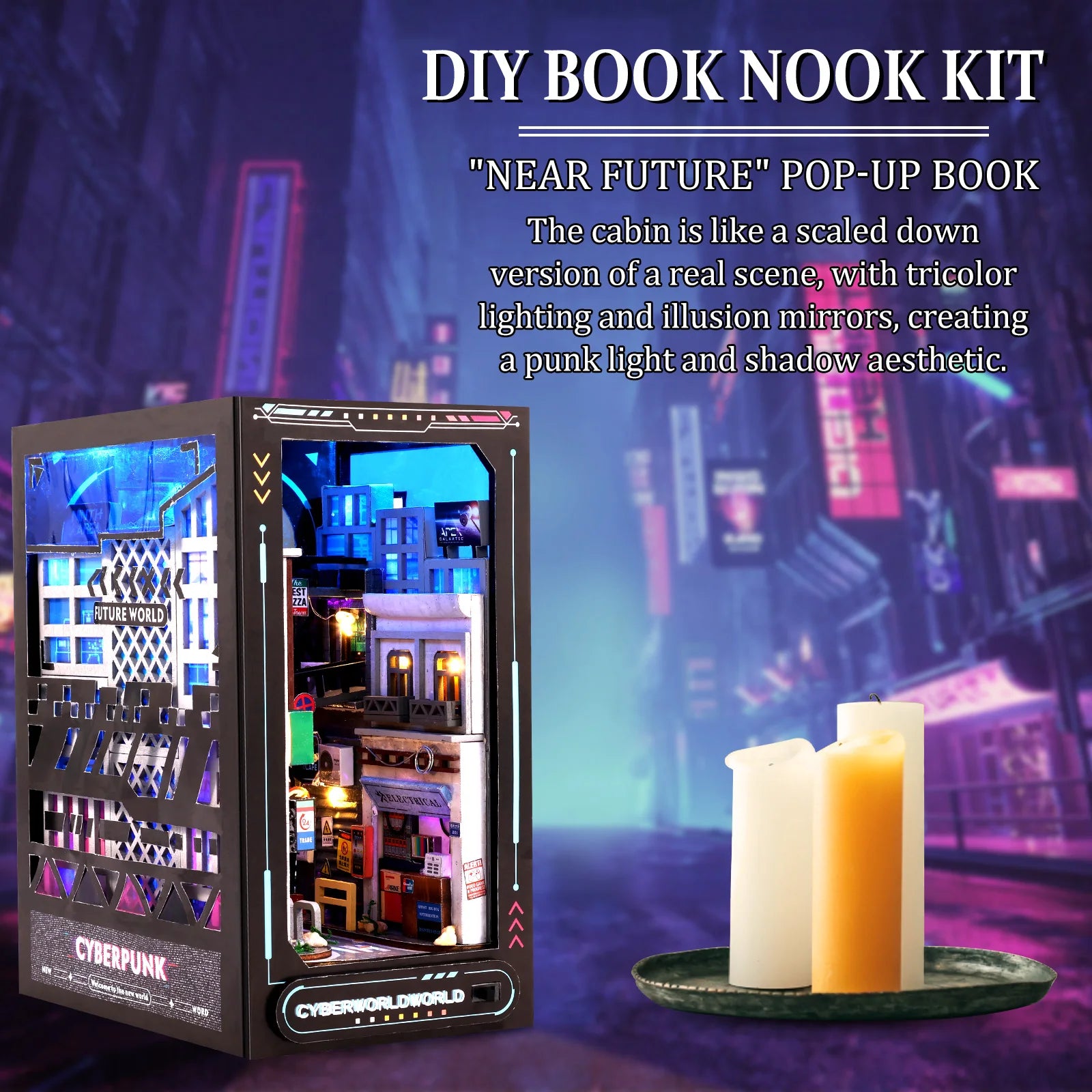 3D DIY Book Nook Kit - Wooden Puzzle with LED Lighting