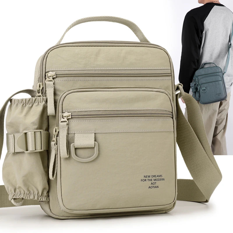 Stylish Men's Crossbody Bag with Bottle Pocket for Travel & Leisure