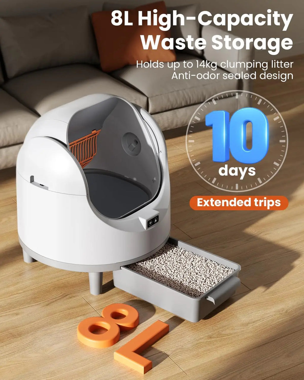 Smart Self-Cleaning Litter Box with WiFi Control for Cats
