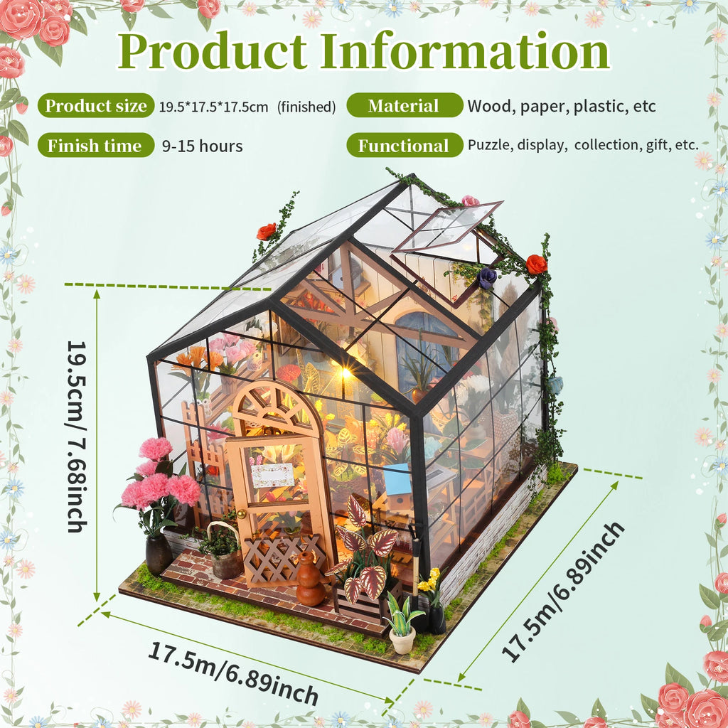 DIY Miniature Garden House Kit with LED Lights & Realistic Furniture