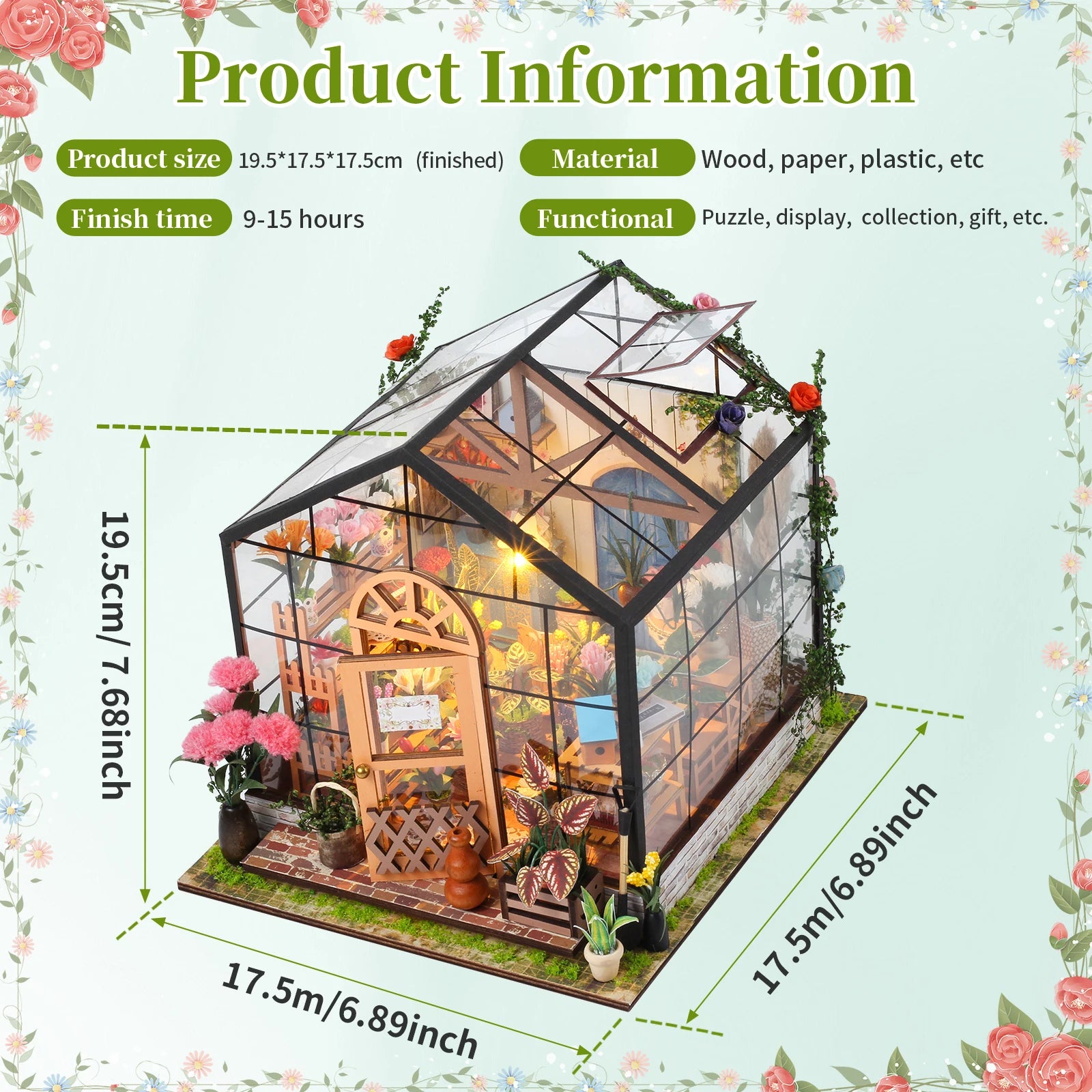 DIY Miniature Garden House Kit with LED Lights & Realistic Furniture