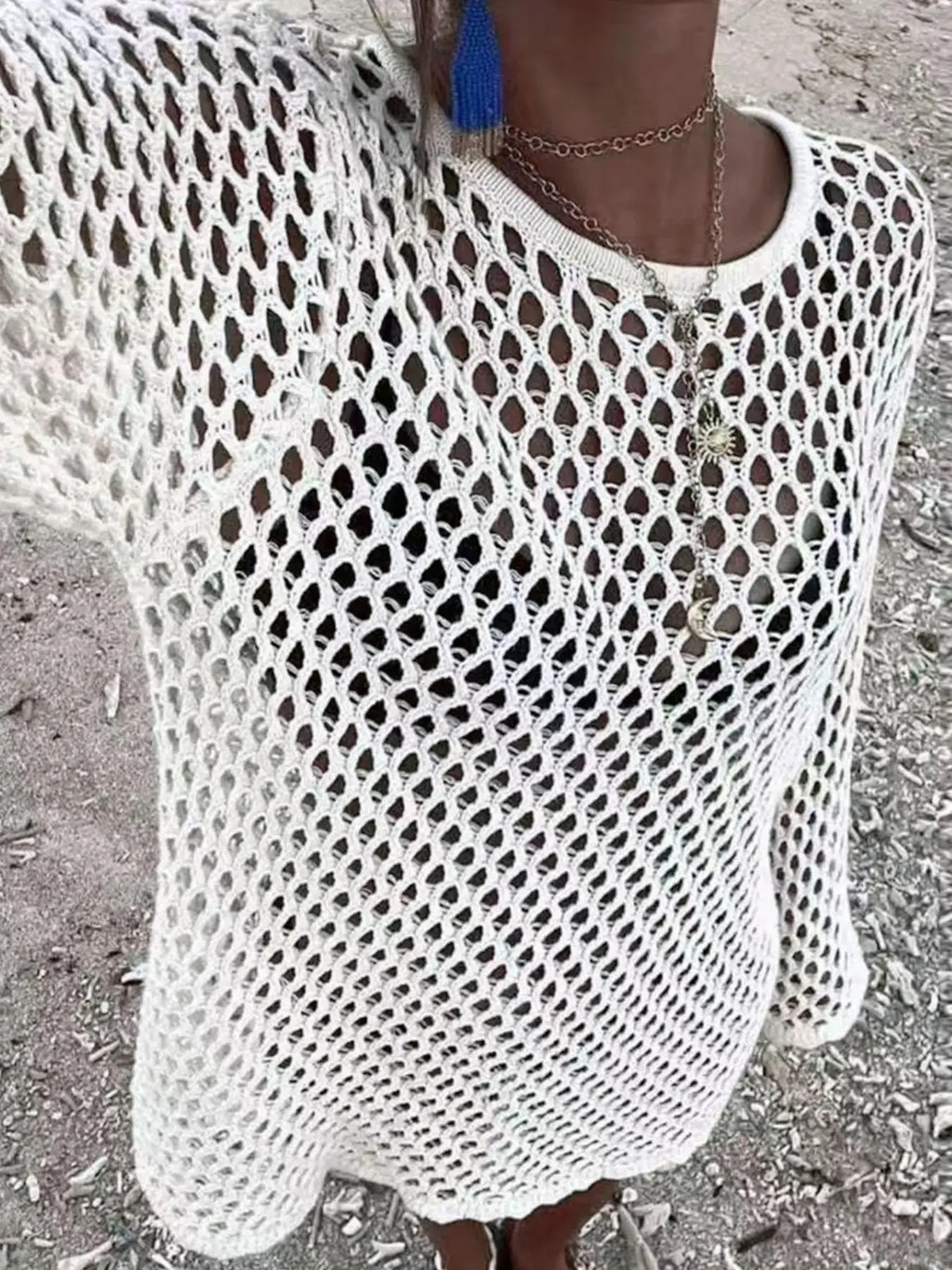 Chic Beach Hollow Out Knit Cover-Up Dress - Perfect Summer Style