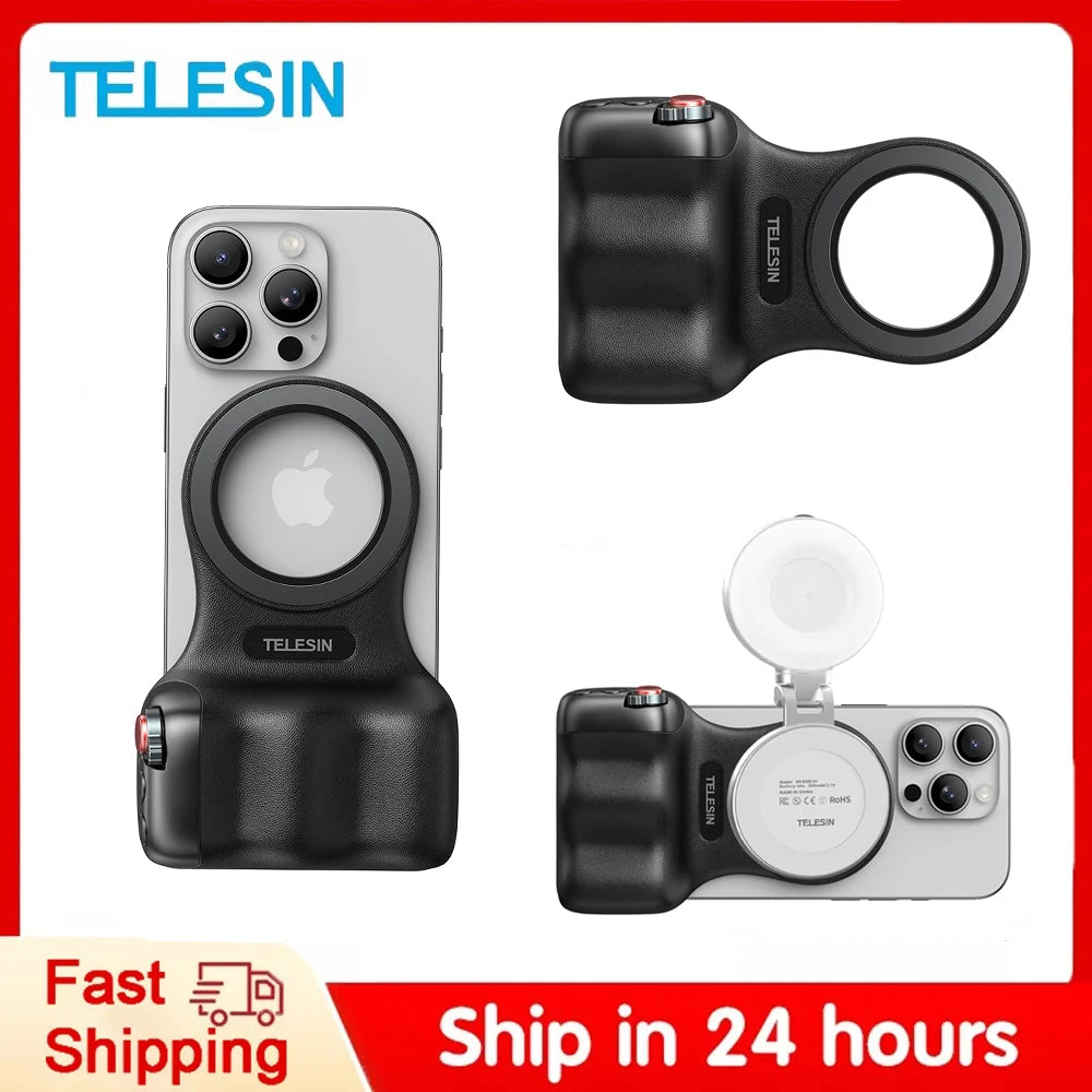 TELESIN Magnetic Phone Grip & Remote Control for iPhone/Huawei/Samsung