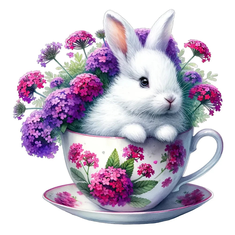 5D DIY Round Diamond Painting Kit - Rabbit and Floral Designs