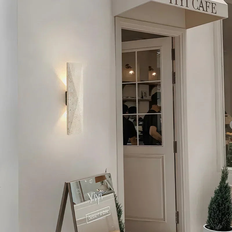 Elegant Outdoor Wall Lamp - Yellow Travertine Stone Fixture