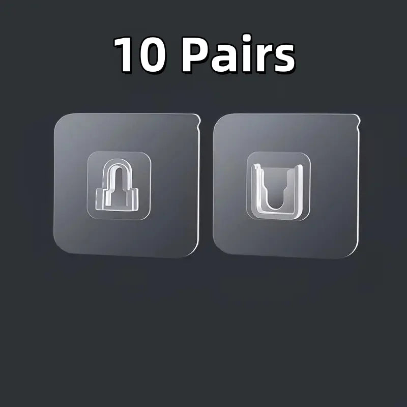 10 Pairs Waterproof Adhesive Hooks – Damage-Free Wall Storage Solution